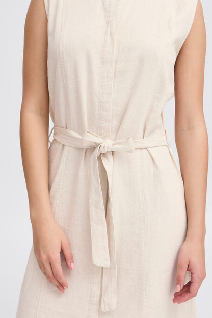 IHLINNO Leinenkleid Midi | natural ecru