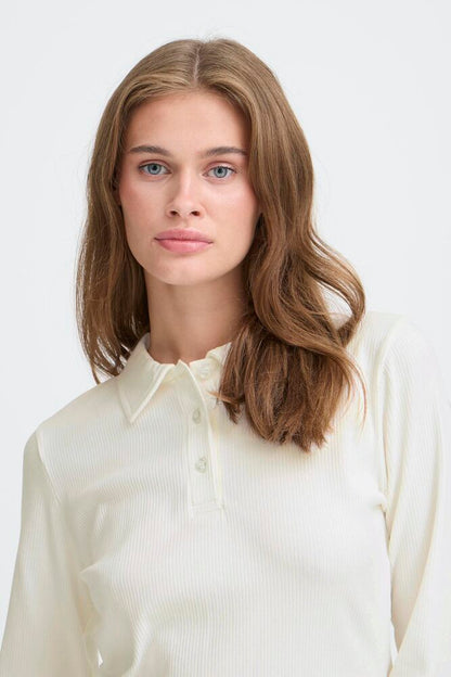 IHPACIFIC Longsleeve mit Kragen | cloud dancer