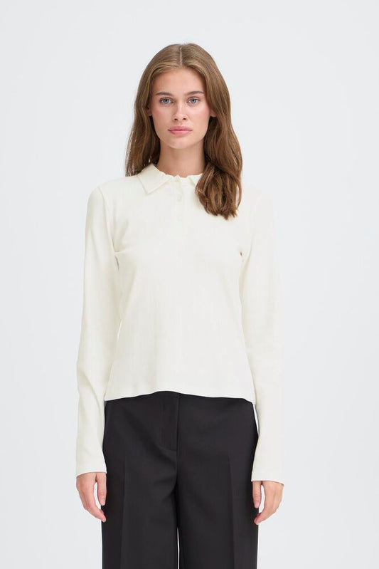 IHPACIFIC Longsleeve mit Kragen | cloud dancer