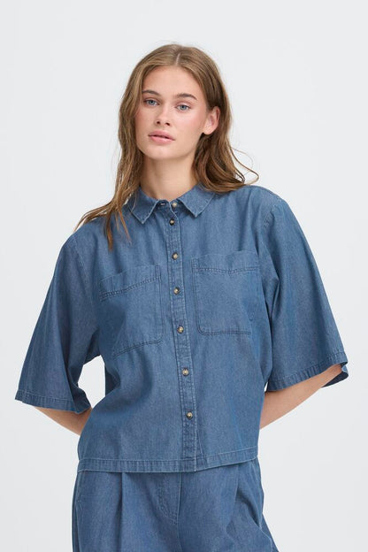 IHXAURORA Bluse | washed blue