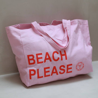 Canvas Strandtas „Beach Please“ in Pink