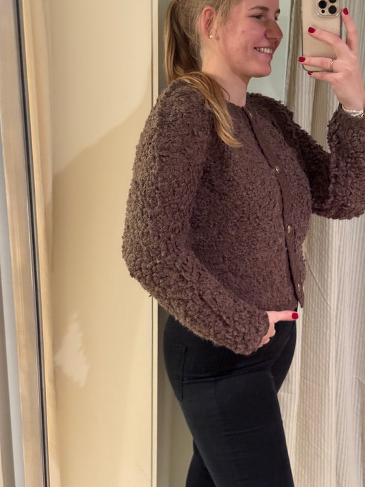 Kurzes Bouclé Jäckchen chocolate