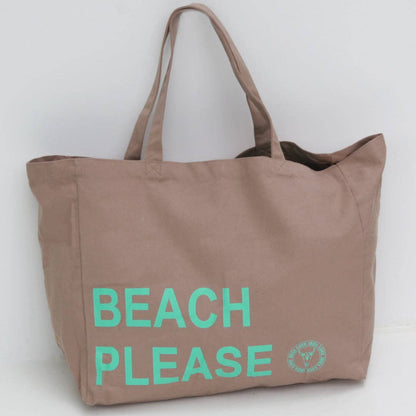 Canvas-Strandtas „Beach Please“ in Taupe