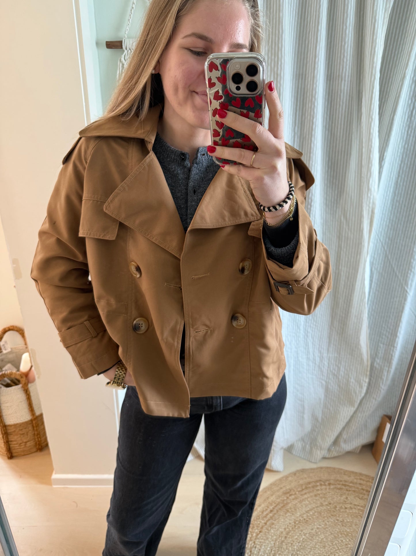 Kurze Trench Jacke beige