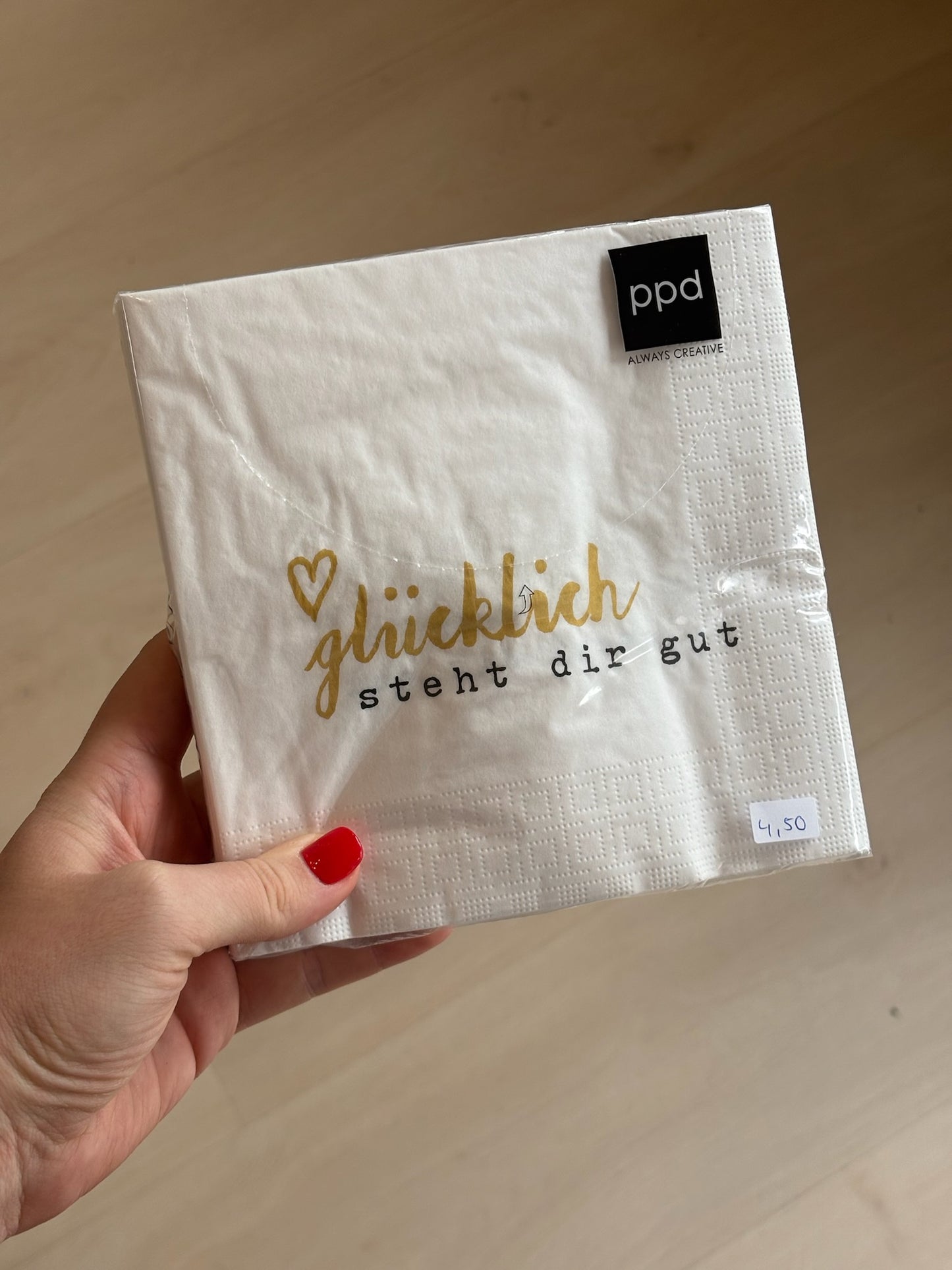 Serviette Glücklich 33x33 cm