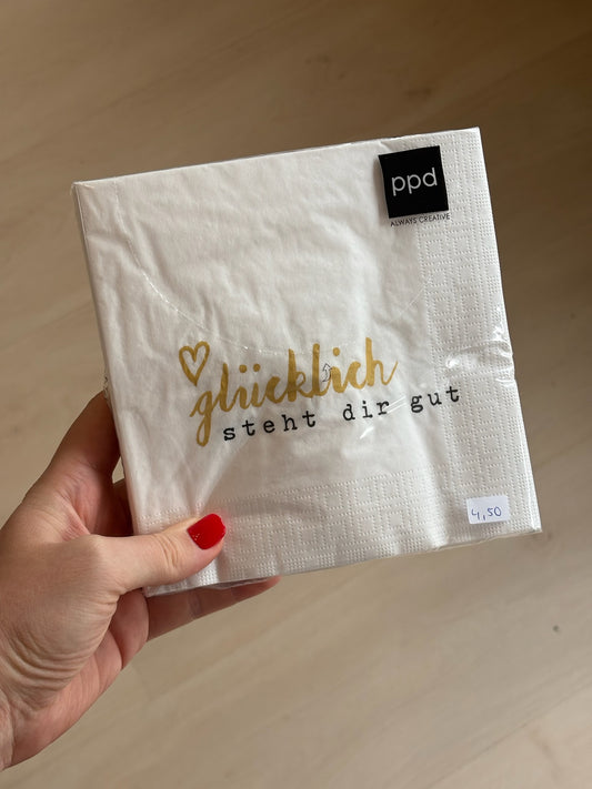 Serviette Glücklich 33x33 cm