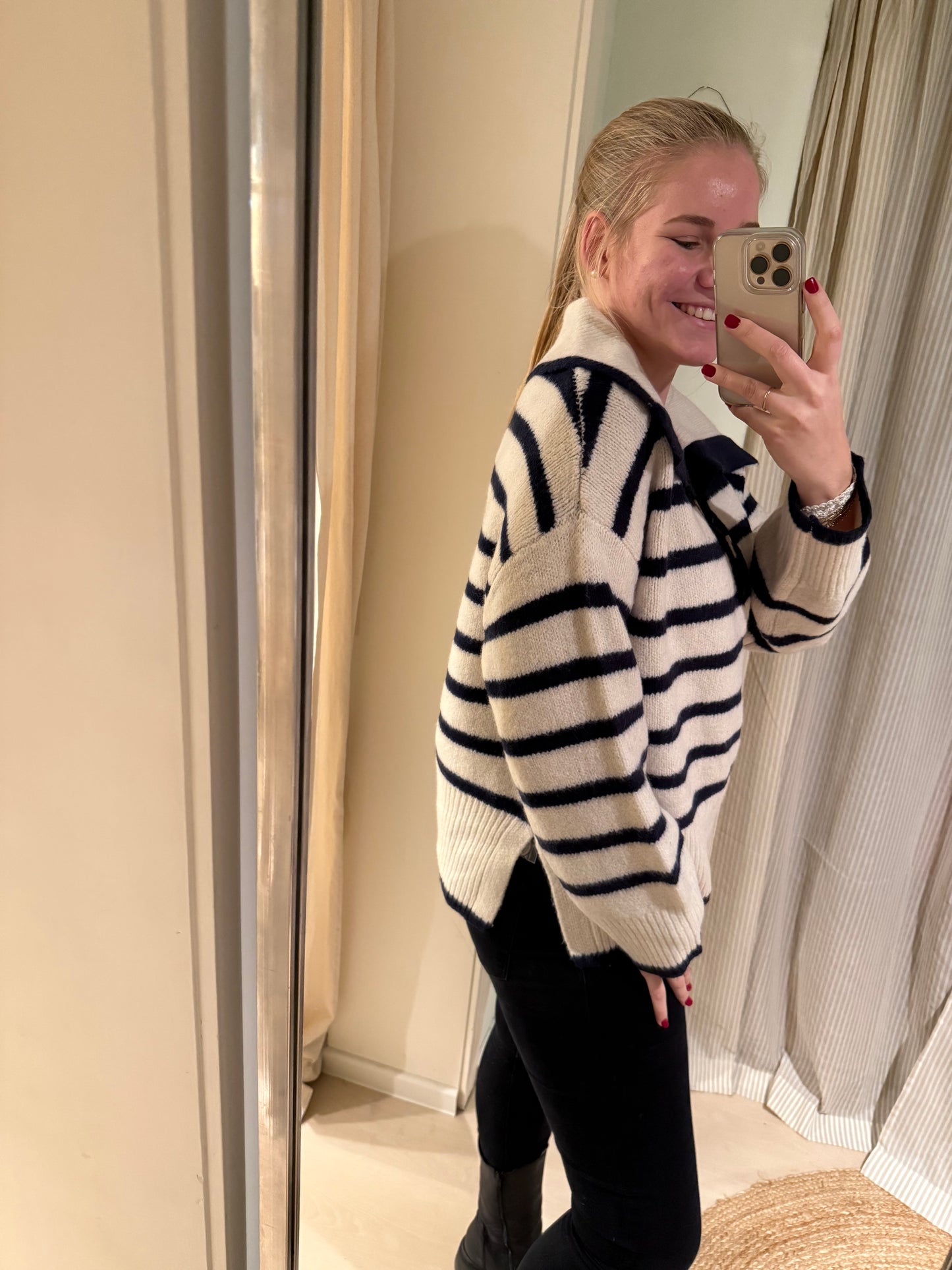 Strickpullover dunkelblau/weiss