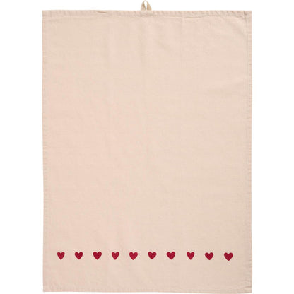 Geschirrtuch mit roten Herzen