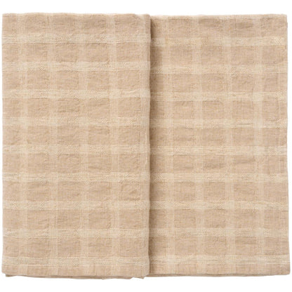 quadratische Tischdecke Karomuster naturfarbig