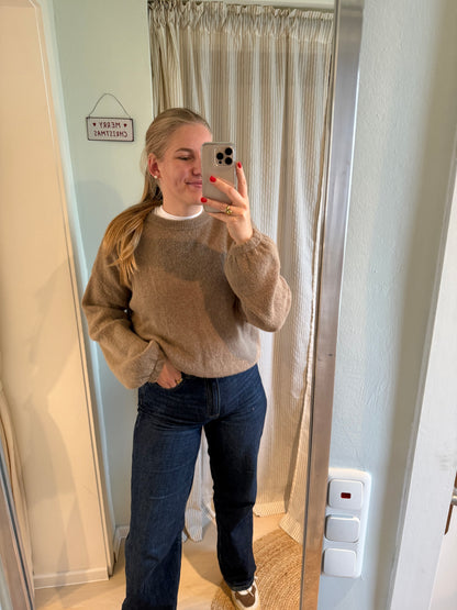 Strickpullover Rundhals taupe