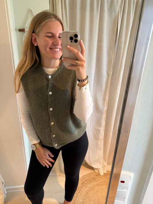 Strickweste Rundhals khaki