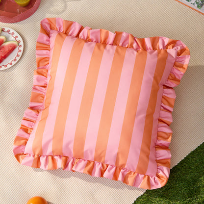 Outdoorkissen Palm Royale mit Rüschen | pink/orange
