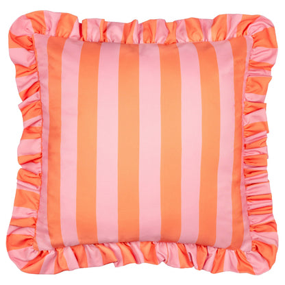 Outdoorkissen Palm Royale mit Rüschen | pink/orange