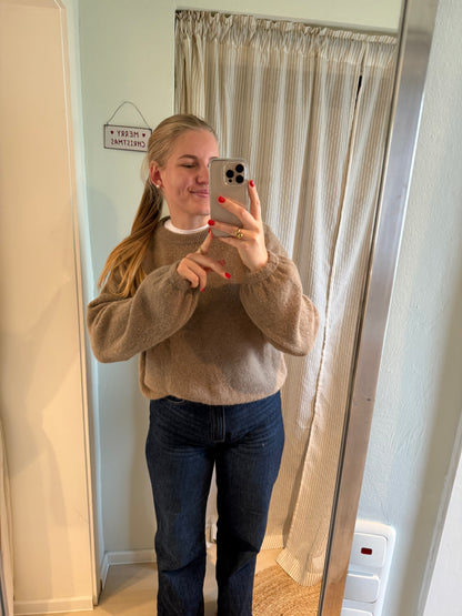 Strickpullover Rundhals taupe