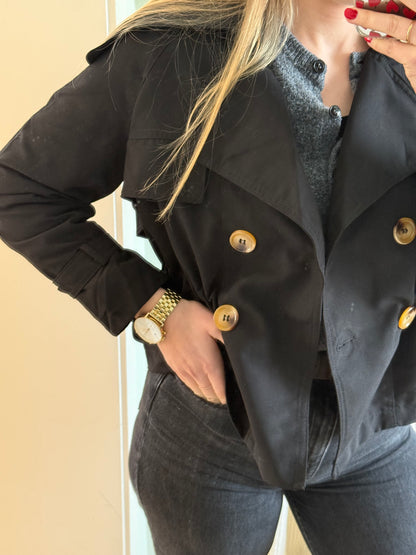 Kurze Trench Jacke schwarz