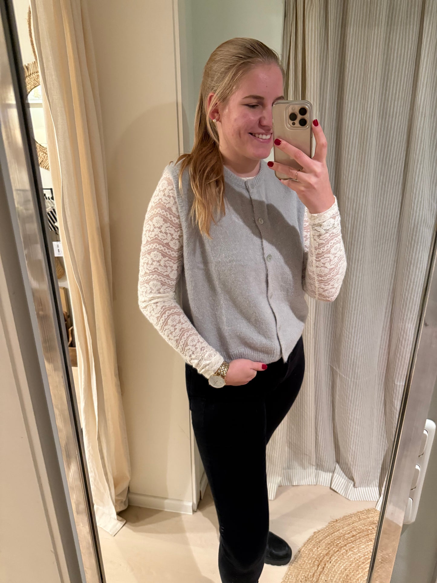 Strick-Weste hellgrau