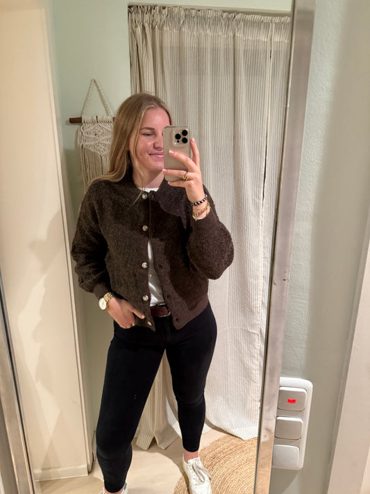 Bomber-Strickjacke chocolate