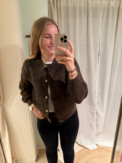 Bomber-Strickjacke chocolate