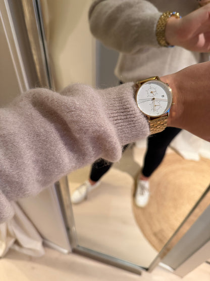 Strickpullover V-Ausschnitt beige