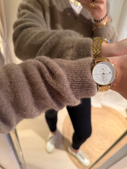 Strickpullover V-Ausschnitt braun