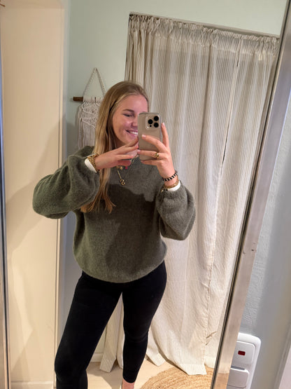 Strickpullover Rundhals khaki