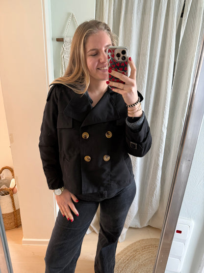 Kurze Trench Jacke schwarz