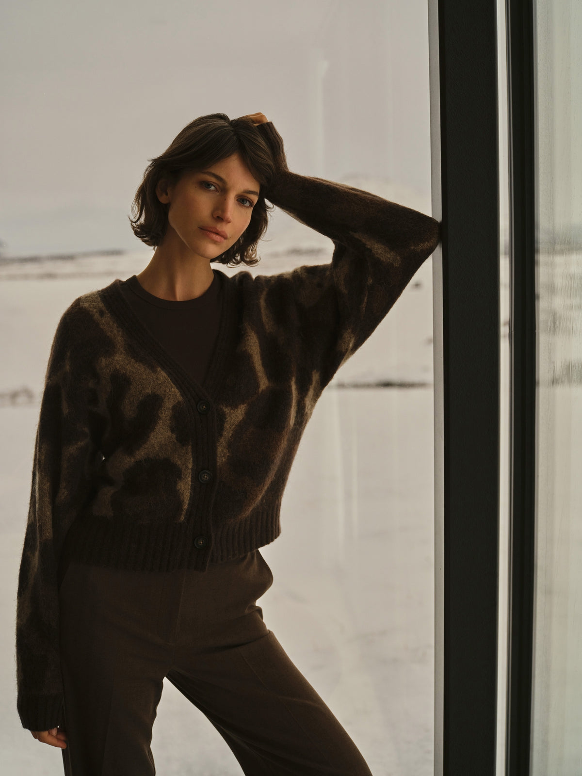 Strick Cardigan mit Muster | Cocoa Brown Dessin