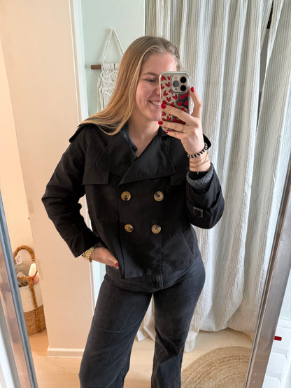 Kurze Trench Jacke schwarz