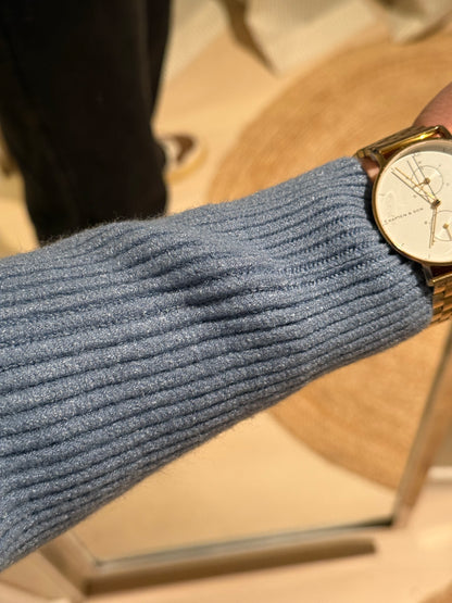 Strick-Rollkragen blau