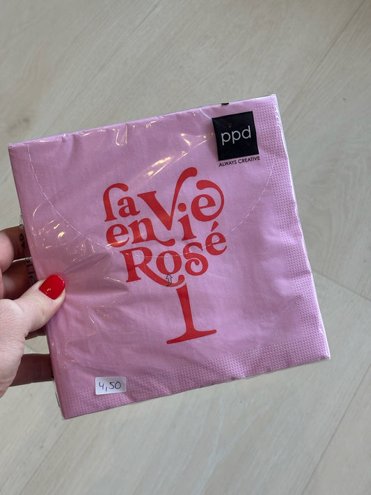 Serviette La vie en rosé 33x33 cm