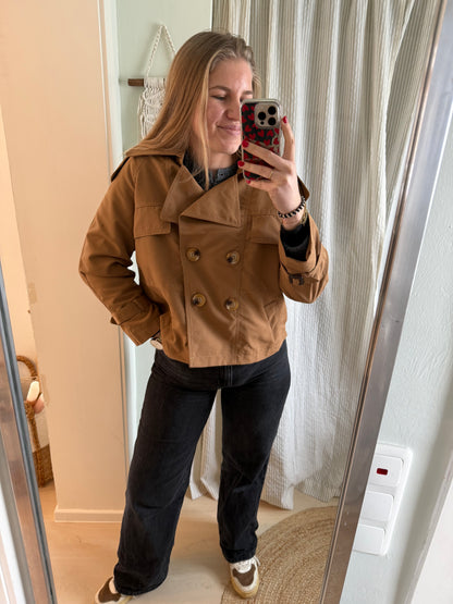 Kurze Trench Jacke beige