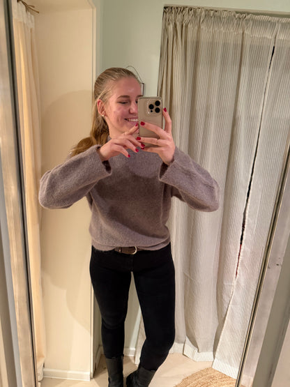 Baby-Alpaka Strickpulli Rundhals beige