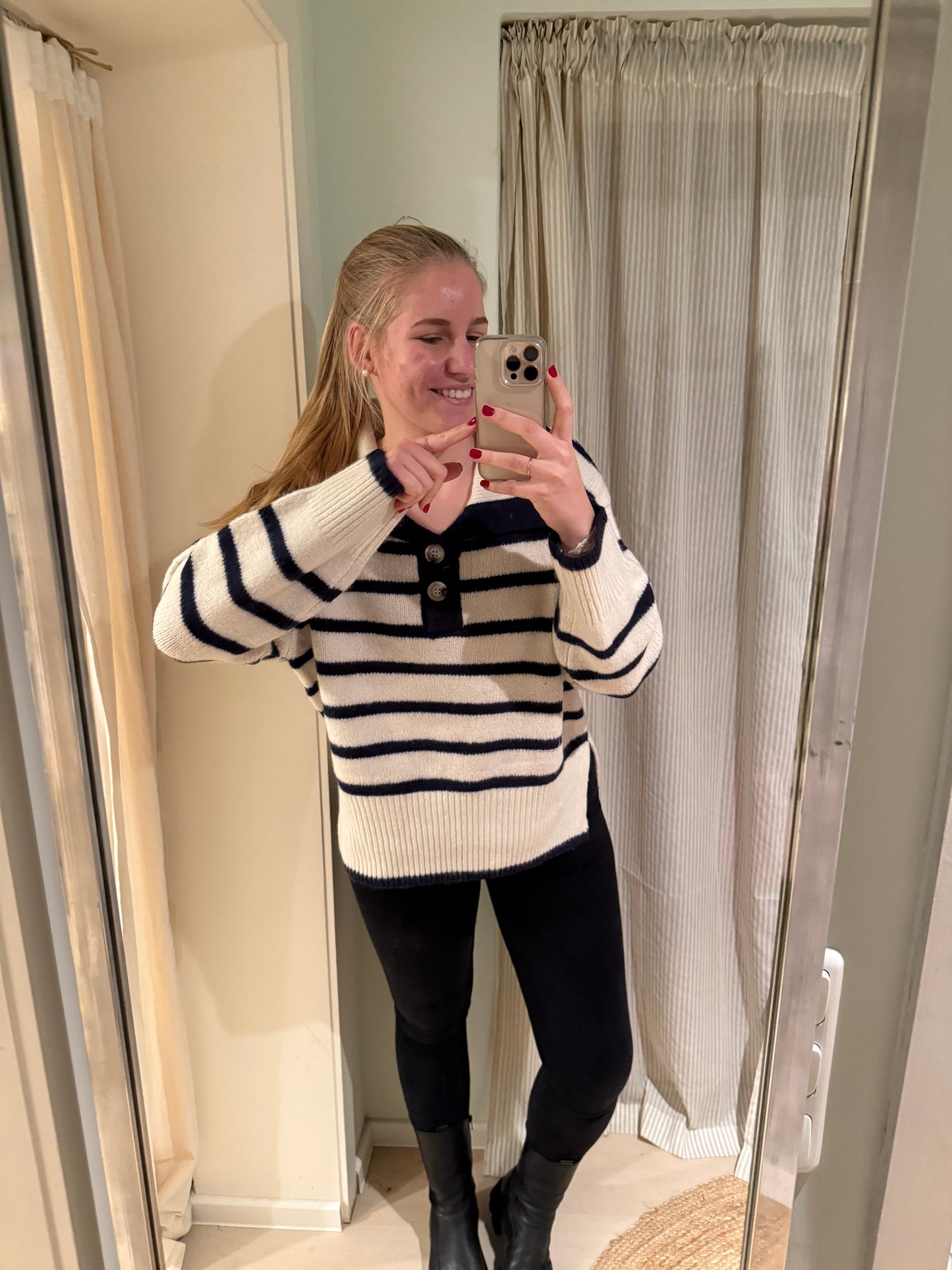 Strickpullover dunkelblau/weiss