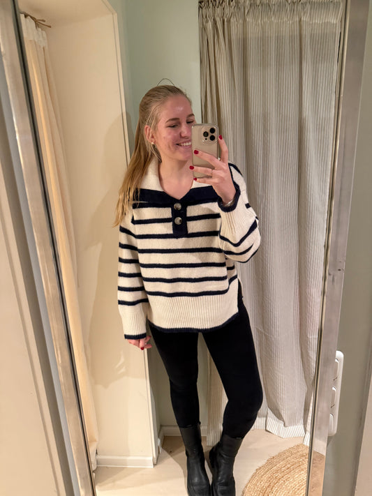 Strickpullover dunkelblau/weiss