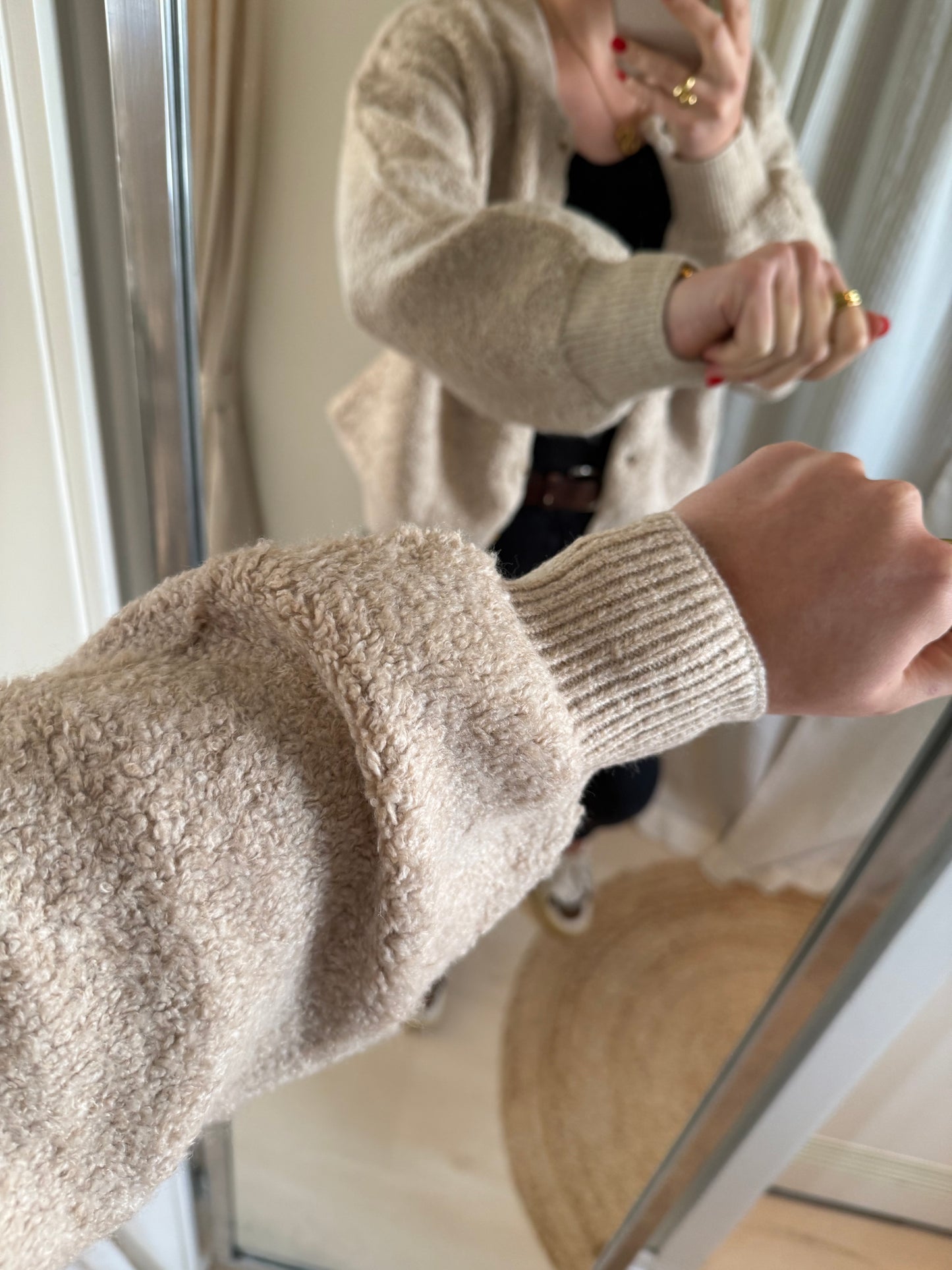 Bomber-Strickjacke beige