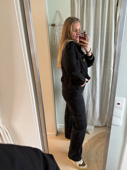 Kurze Trench Jacke schwarz
