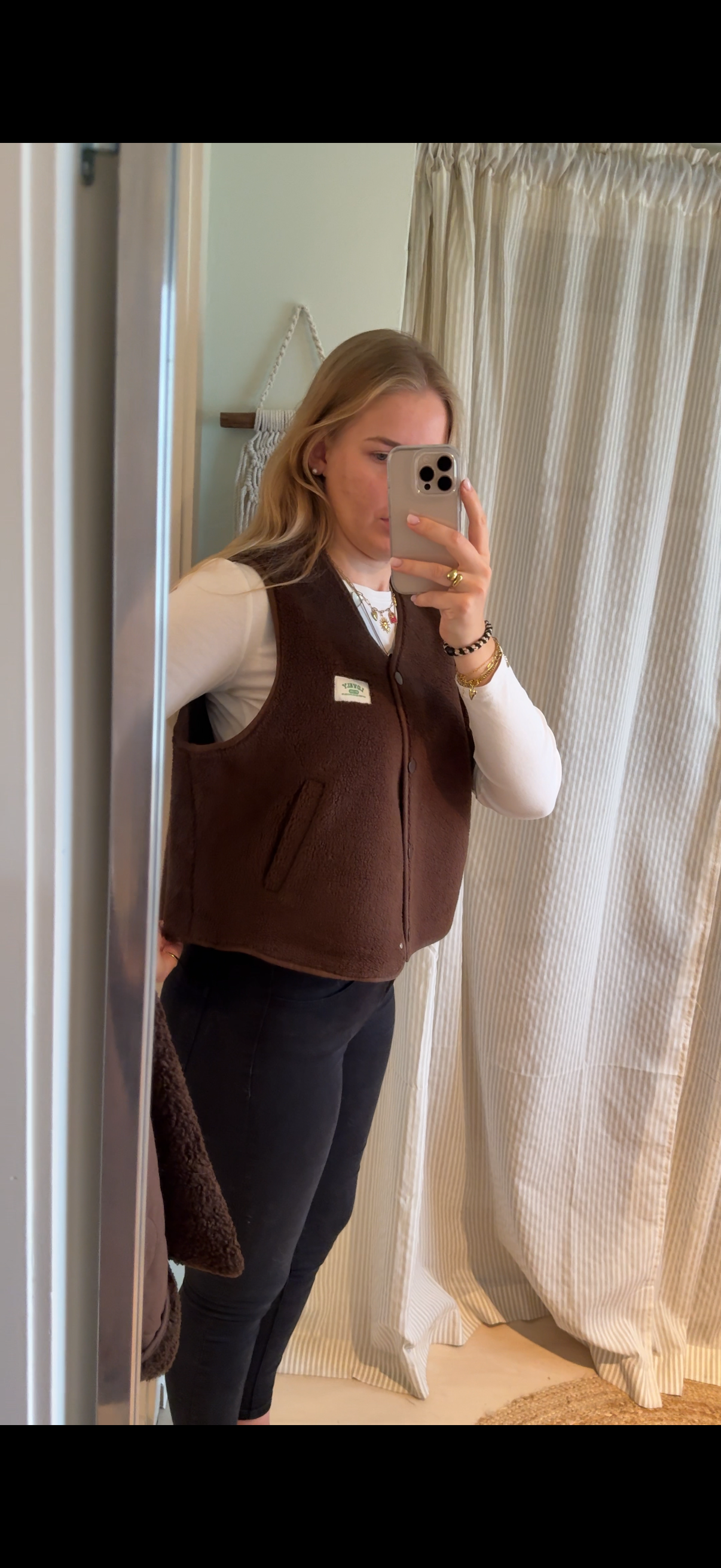 Teddy-Weste mit Patch chocolate