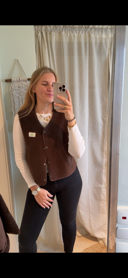 Teddy-Weste mit Patch chocolate