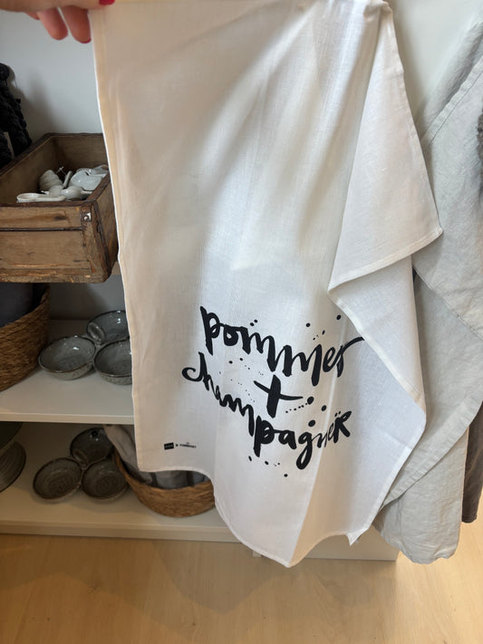 Pommes + Champagner Küchenhandtuch