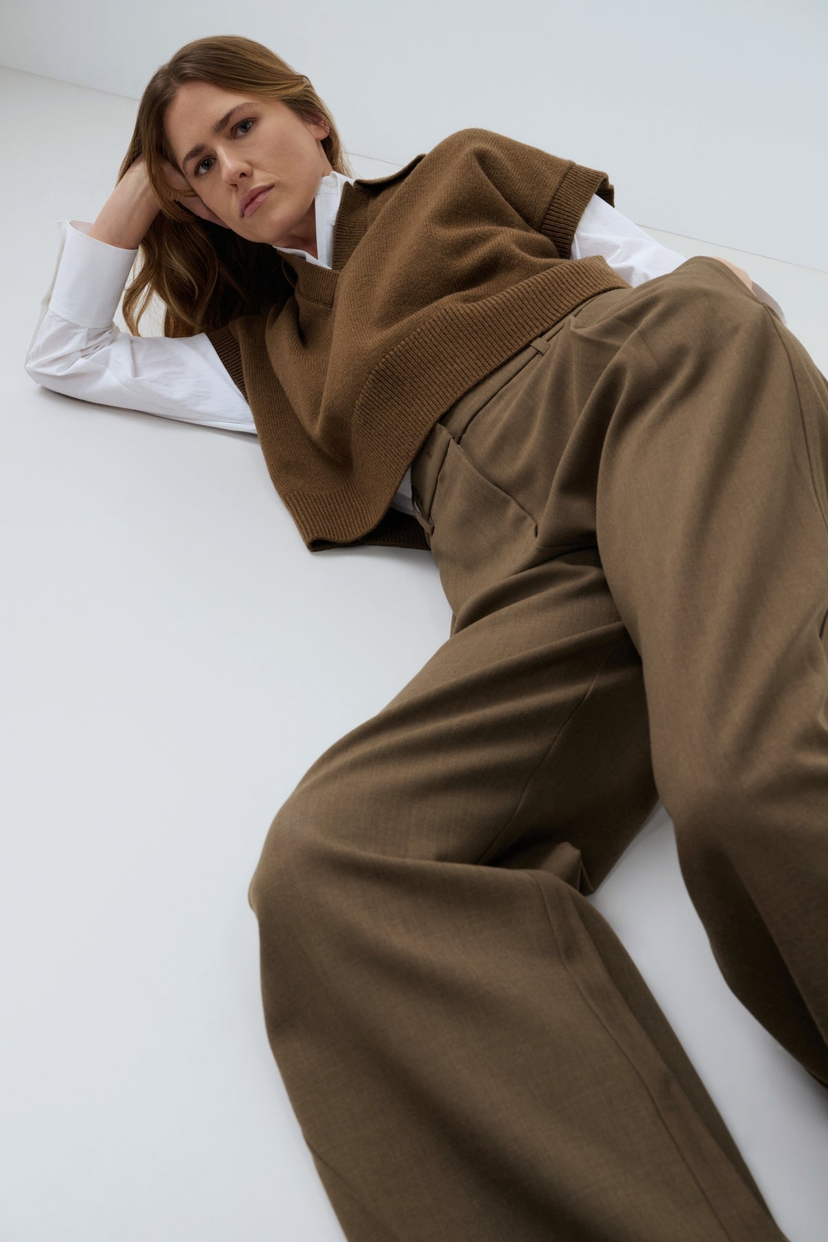 Strickoberteil Spencer mit Kragen | Teak Brown Melange