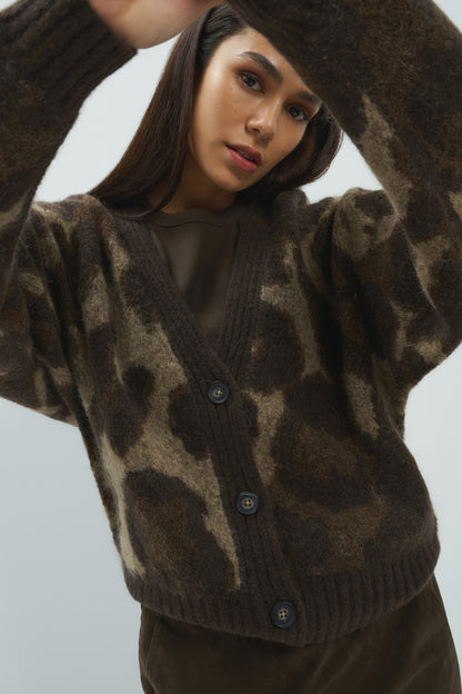 Strick Cardigan mit Muster | Cocoa Brown Dessin