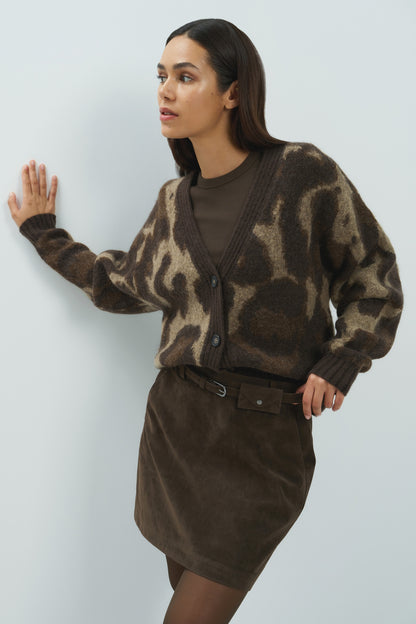 Strick Cardigan mit Muster | Cocoa Brown Dessin