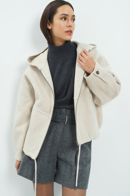 Oversized Jacke aus Wollmischung | Pure Cashmere Grey Melange