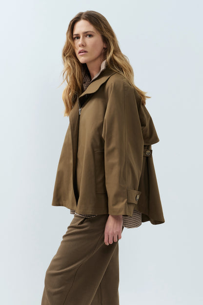 Trenchcoat Jacke in A-Linie | Teak Brown Melange