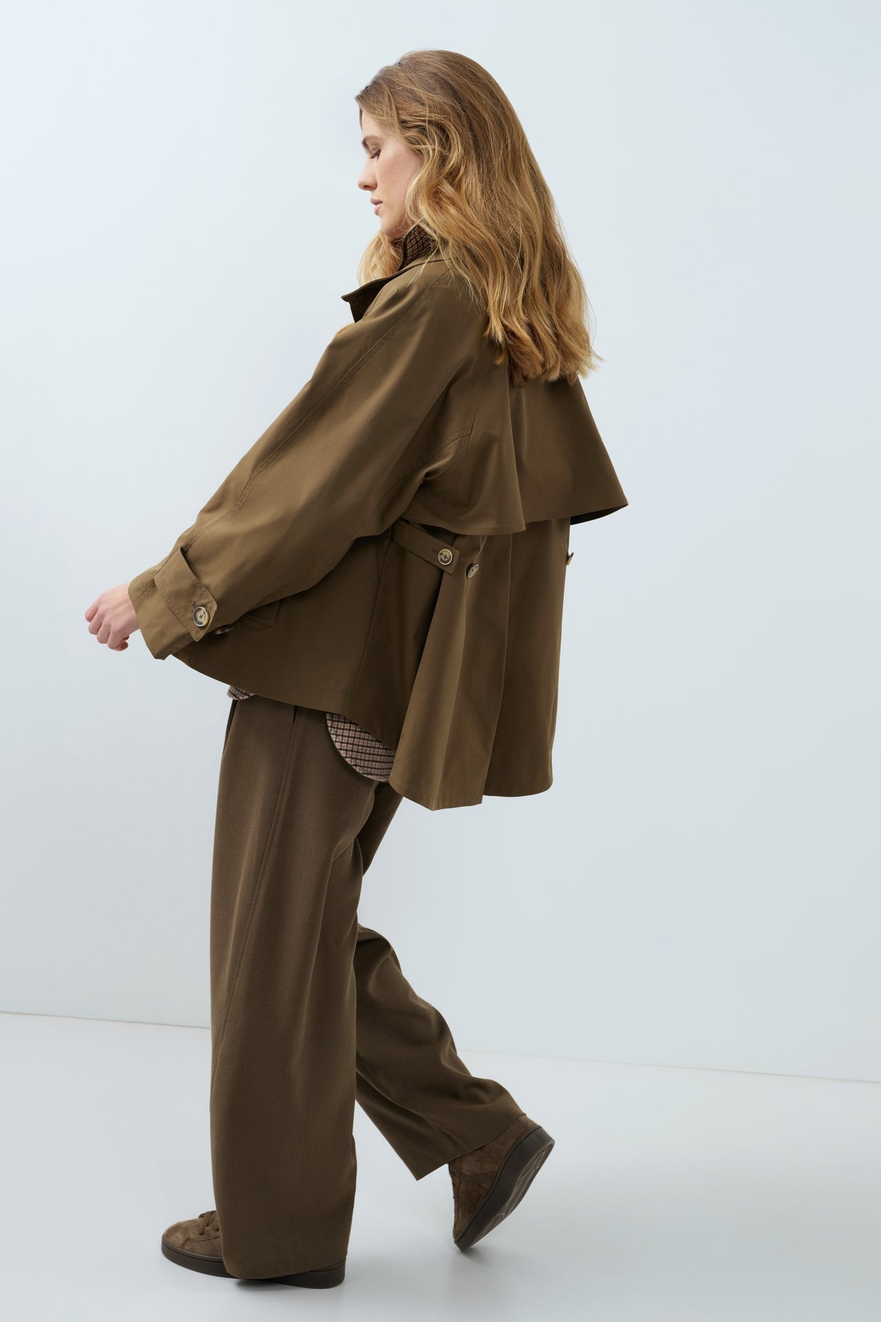 Trenchcoat Jacke in A-Linie | Teak Brown Melange
