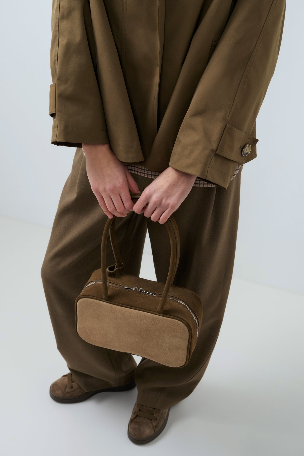 Trenchcoat Jacke in A-Linie | Teak Brown Melange