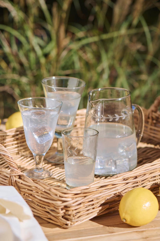 Trinkglas mit Blattkante