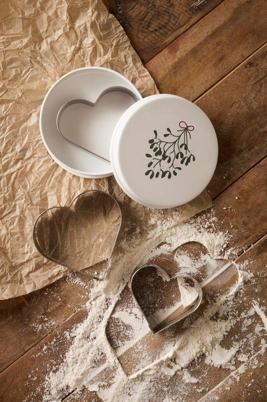 Dose mit drei Herz-Ausstechern "Mistelzweig"