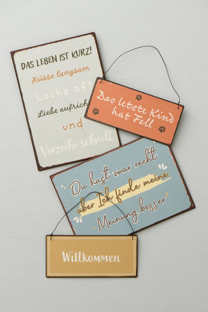 Metallschild Willkommen