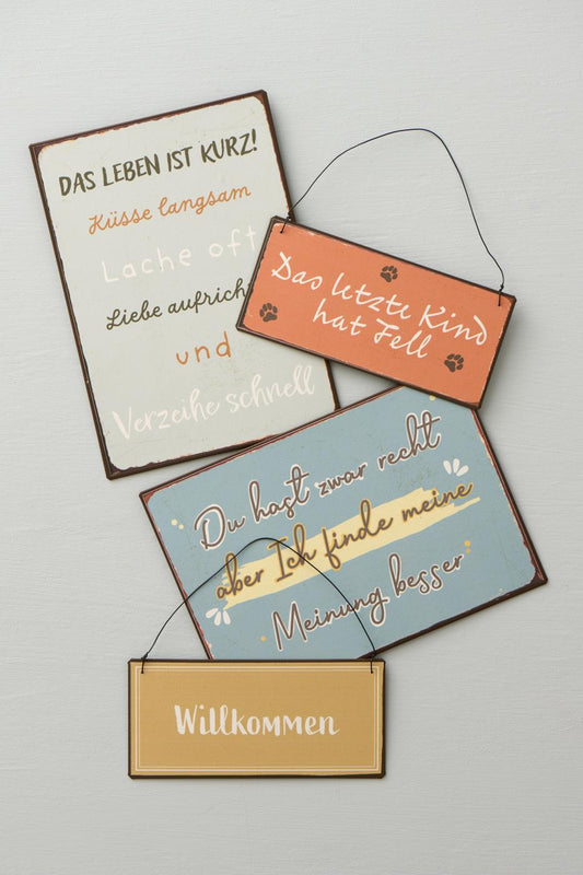 Metallschild Willkommen